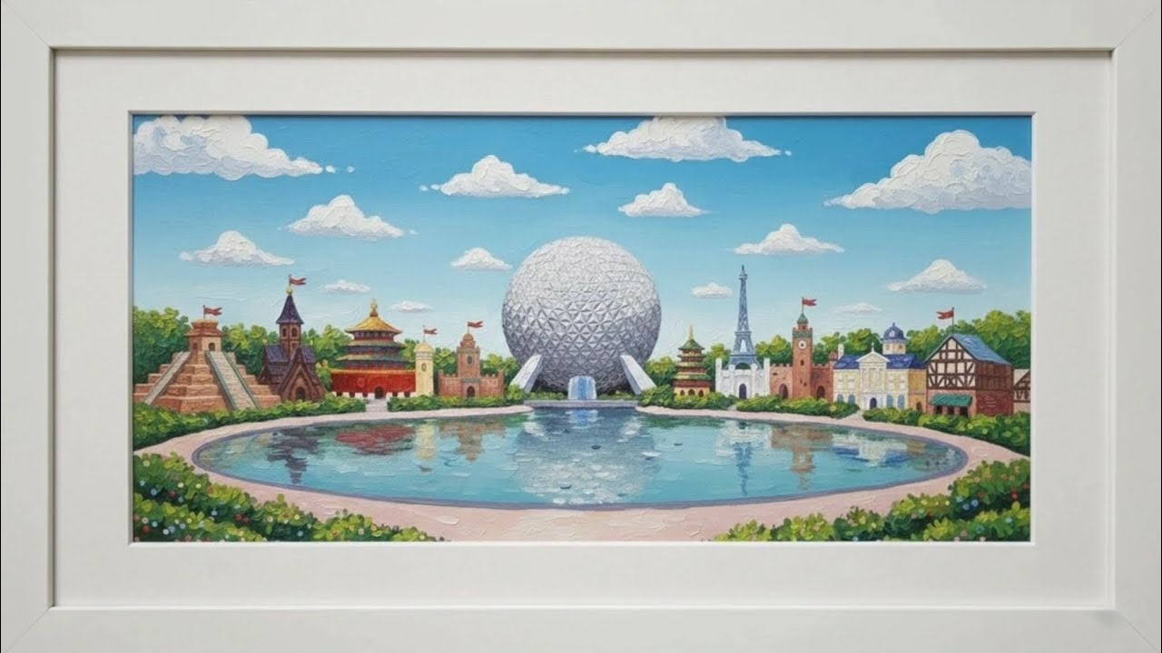 4K EPCOT TV Art 🌐 4 Hour Relaxing Disney EPCOT Music & World Showcase Ambience