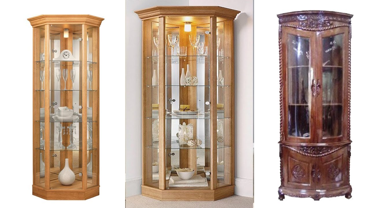 Home Glass Corner Display Cabinet/ Wooden Corner Cabinet Designs
