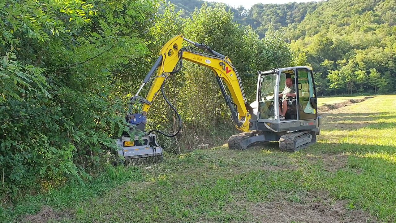 WACKER NEUSON ET65 with forestry mulcher clearing a ditch - Purgessimo, Italy