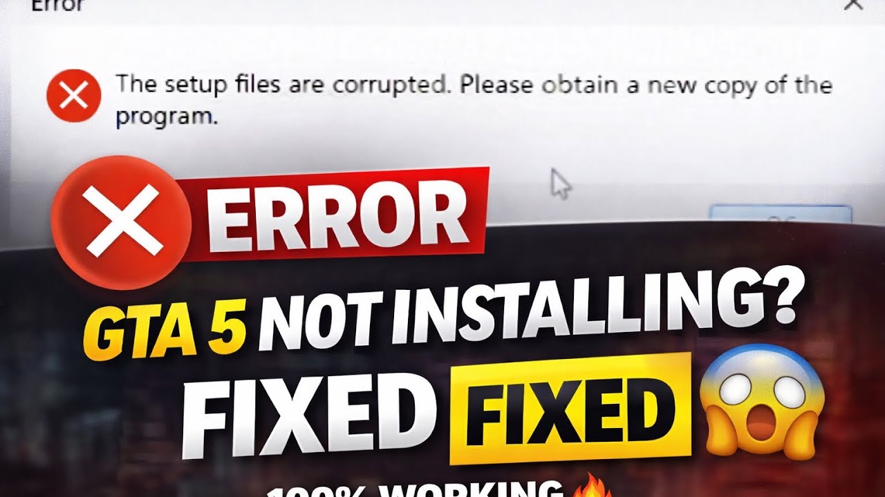 How To Fix GTA 5 Setup Files Are Corrupted Error (100% Working) | Sunami Gaming #errorfix