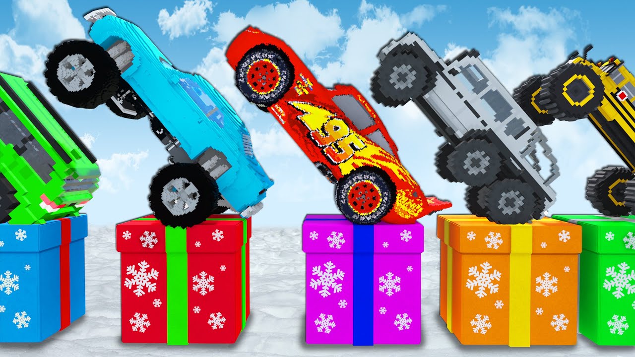 Big & Small Cars vs MASSIVE CHRISTMAS POTHOLES in Teardown