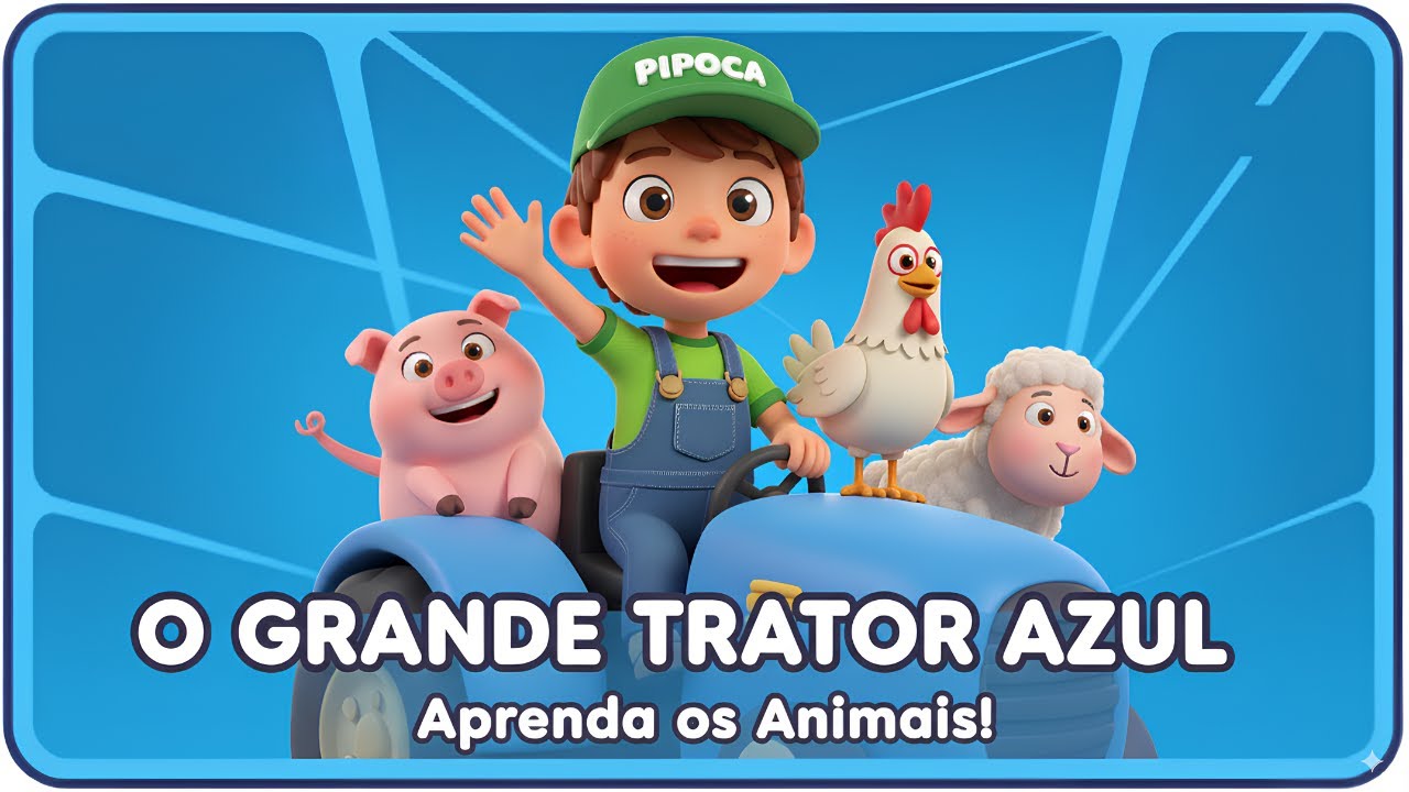 Aprenda os Animais da Fazenda com O Grande Trator Azul 🚜 | Música Infantil | Trem do Pipoca