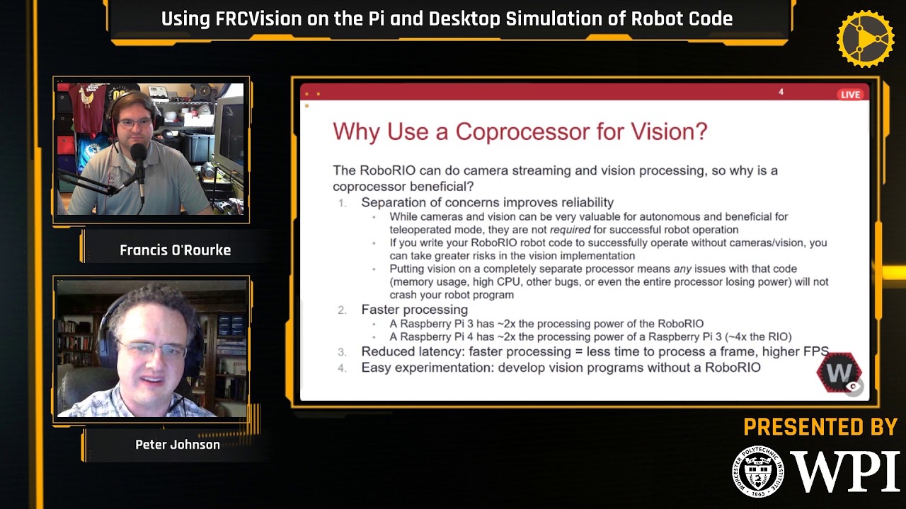 FRC Vision w/ Raspberry Pi & robot simulation with WPILib - RSN Spring Conferences Presented by WPI