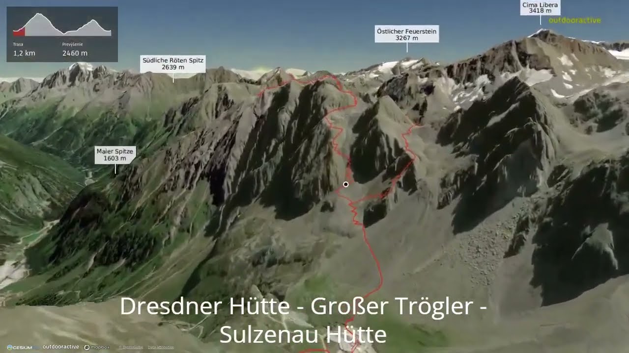 Dresdner Hütte - Großer Trögler - Sulzenau Hütte ∆ hiking trails ∆ 3d-trail.com/austria/