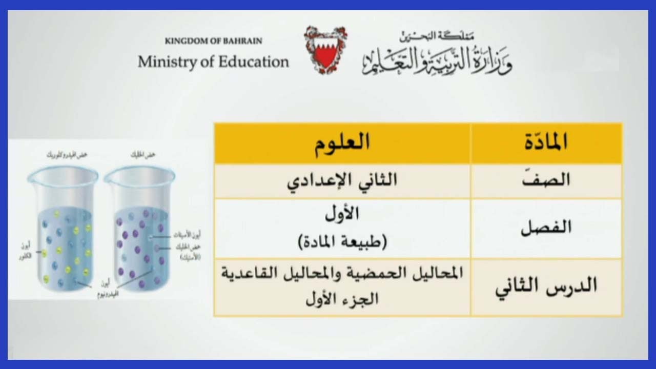 العلوم للصف الثاني الإعدادي - طبيعة المادة - المحاليل الحمضية والمحاليل القاعدية - الجزء الأول