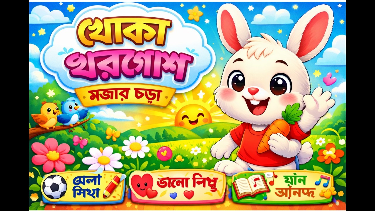 খোকা খরগোশ 🐰 | মজার বাংলা শিশু ছড়া | Kids Rhyme Bangla | Cartoon Rhyme #cartoon #banglakidssong