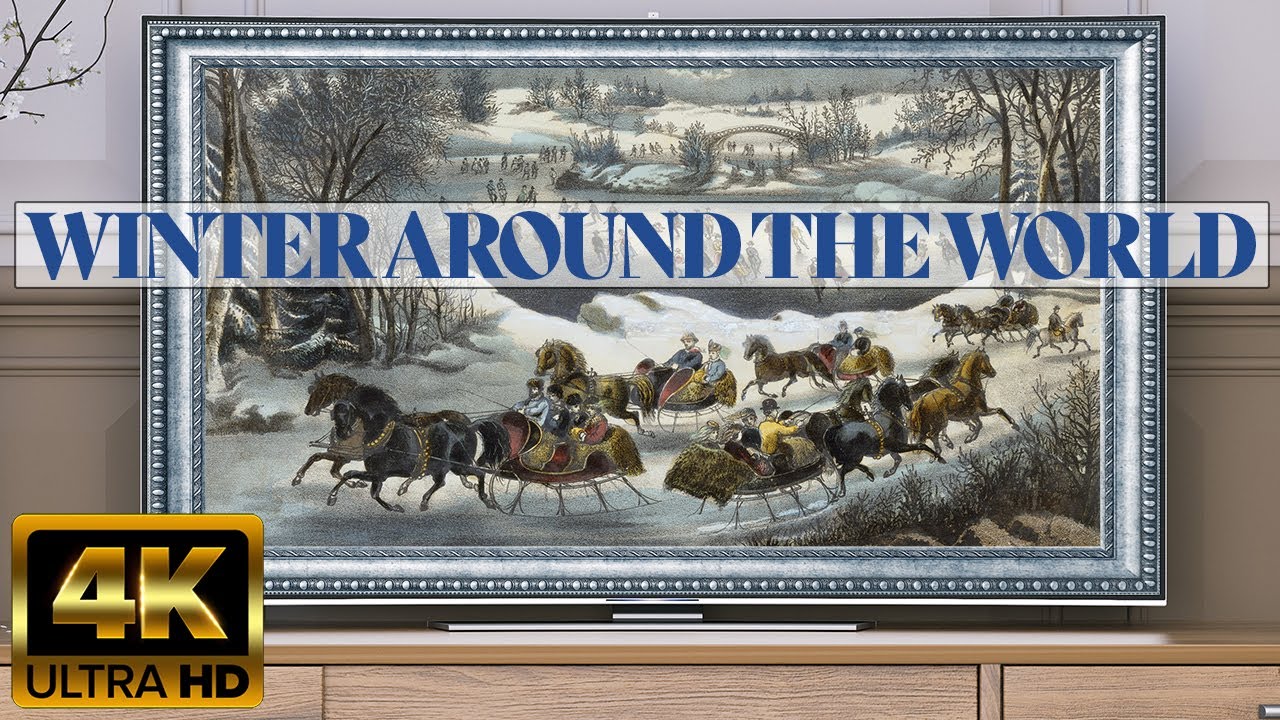 WINTER AROUND THE WORLD | FRAMED 4K ART SCREENSAVER | Vintage Art Slideshow for TV w/ Relaxing Piano