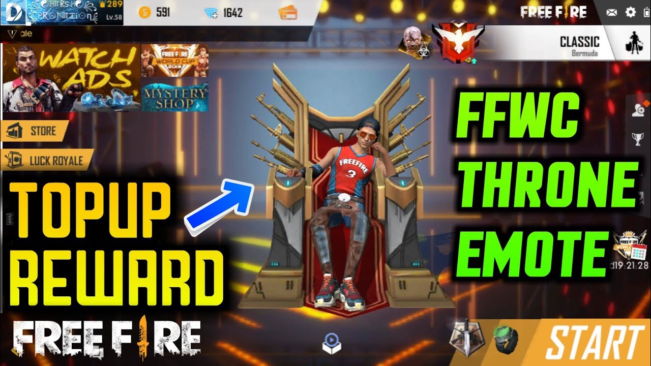 HOW TO GET FFWC THRONE  Emote IN FREEFIRE BATTLEGROUND || TOPUP REWARD FFWC THRONE EMOTE