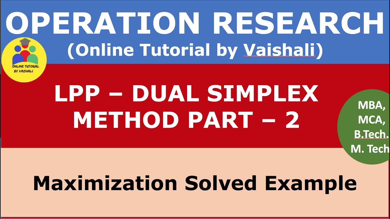 Dual Simplex Method In LPP In Operation Research - Maximization Case - Easy Explanation  Part 2