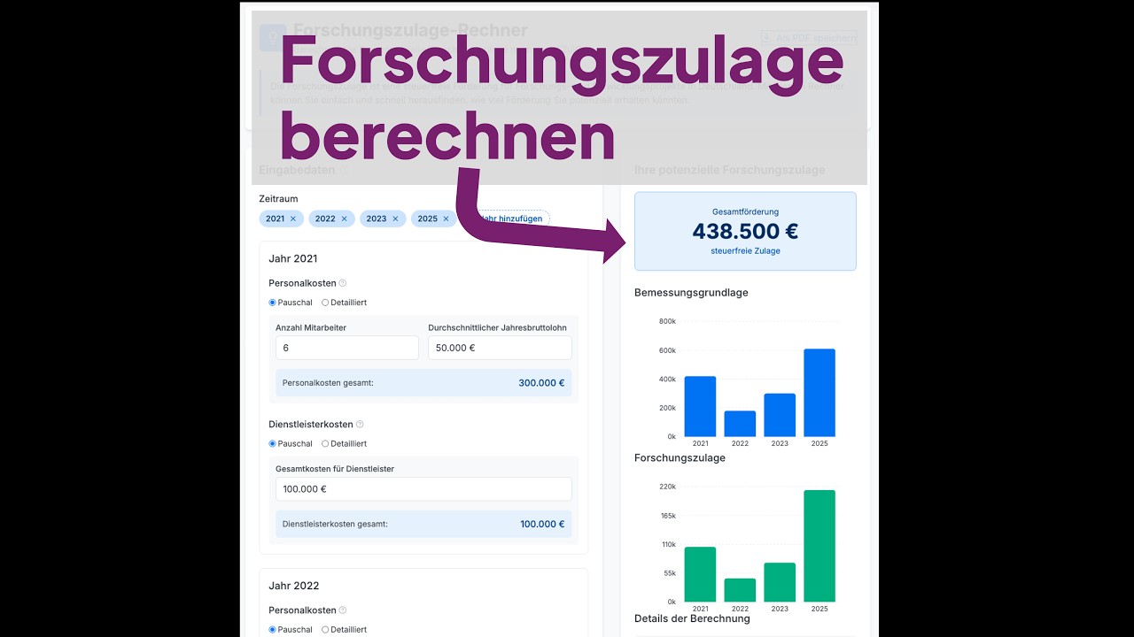 Forschungszulagenrechner 2025 &ndash; Jetzt Steuervorteile f&uuml;r F&E Projekte berechnen