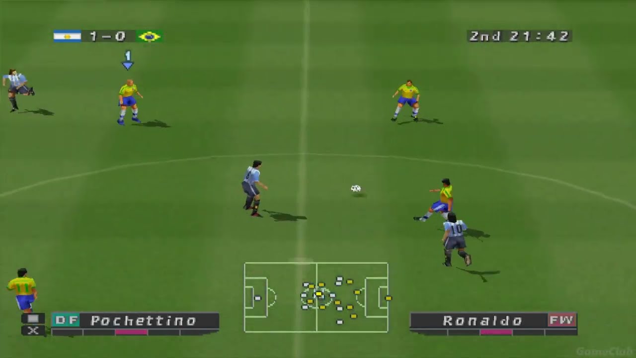Winning Eleven 4 PS1 - Brazil VS Argentina - Gameplay