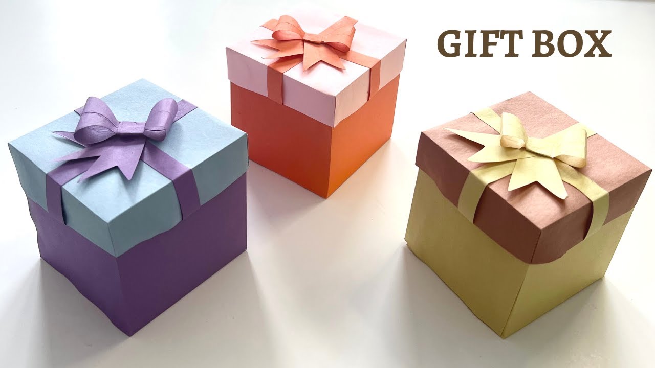 Gift Box- DIY- How to make an easy gift box paper craft idea for Christmas Birthday