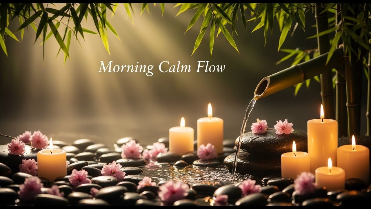 Peaceful Zen Candle Flow Bamboo Fountain and Water Glow for Deep Sleep Relaxation Meditation