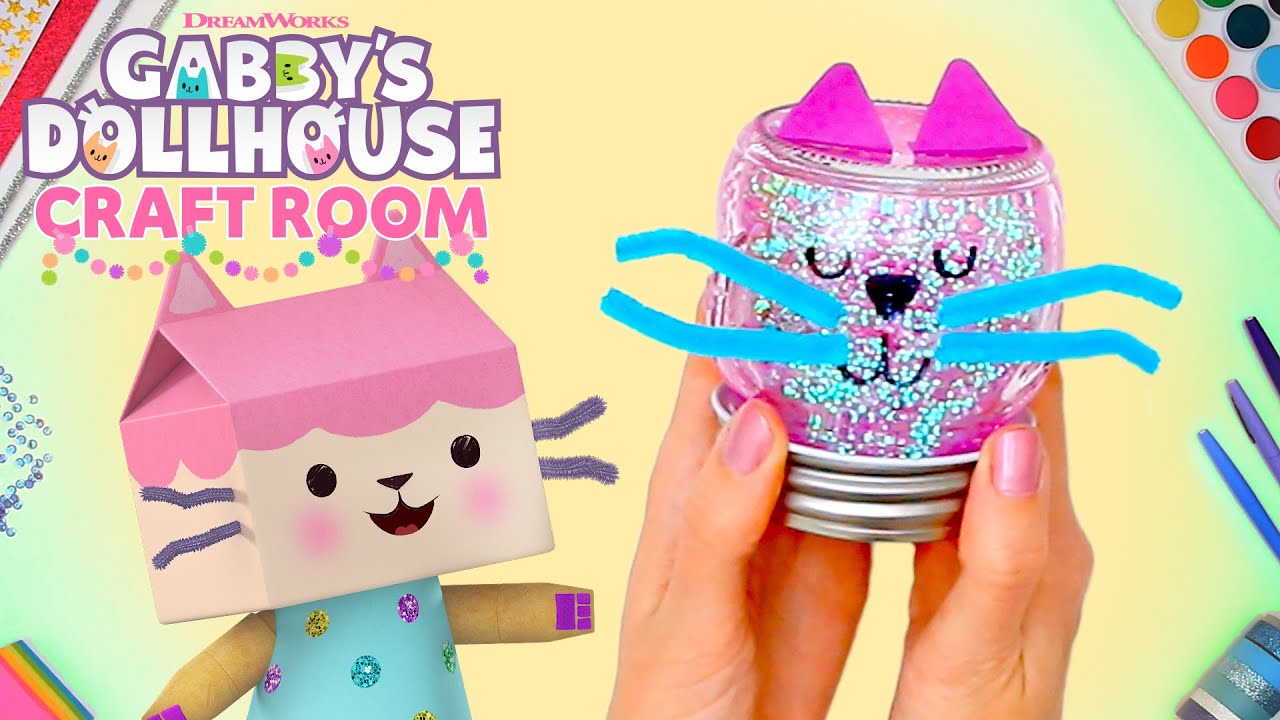 This Glitter Globe SPARKLES! ✨ 🪩 DIY Crafts with Baby Box | GABBY'S DOLLHOUSE: CRAFT ROOM