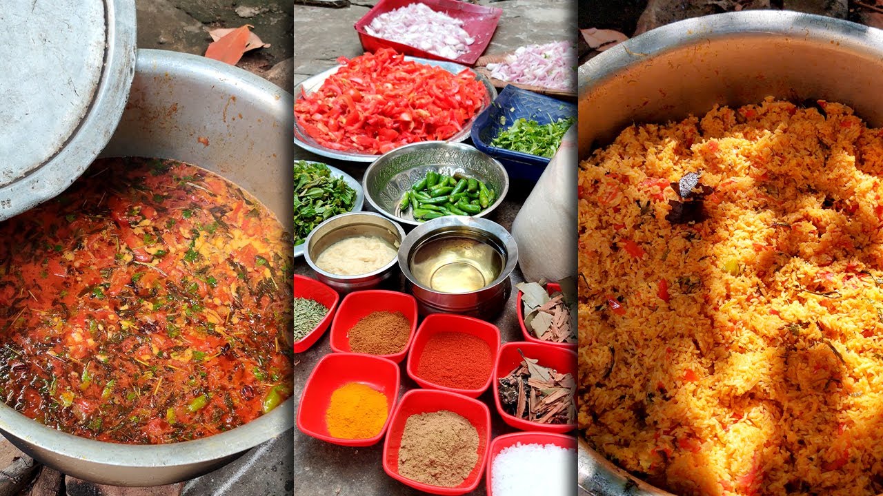 50 பேருக்கு தக்காளி சாதம் | Tomato Rice for 50 Persons | Karaikudi Manvaasam #tomatorice #karaikudi