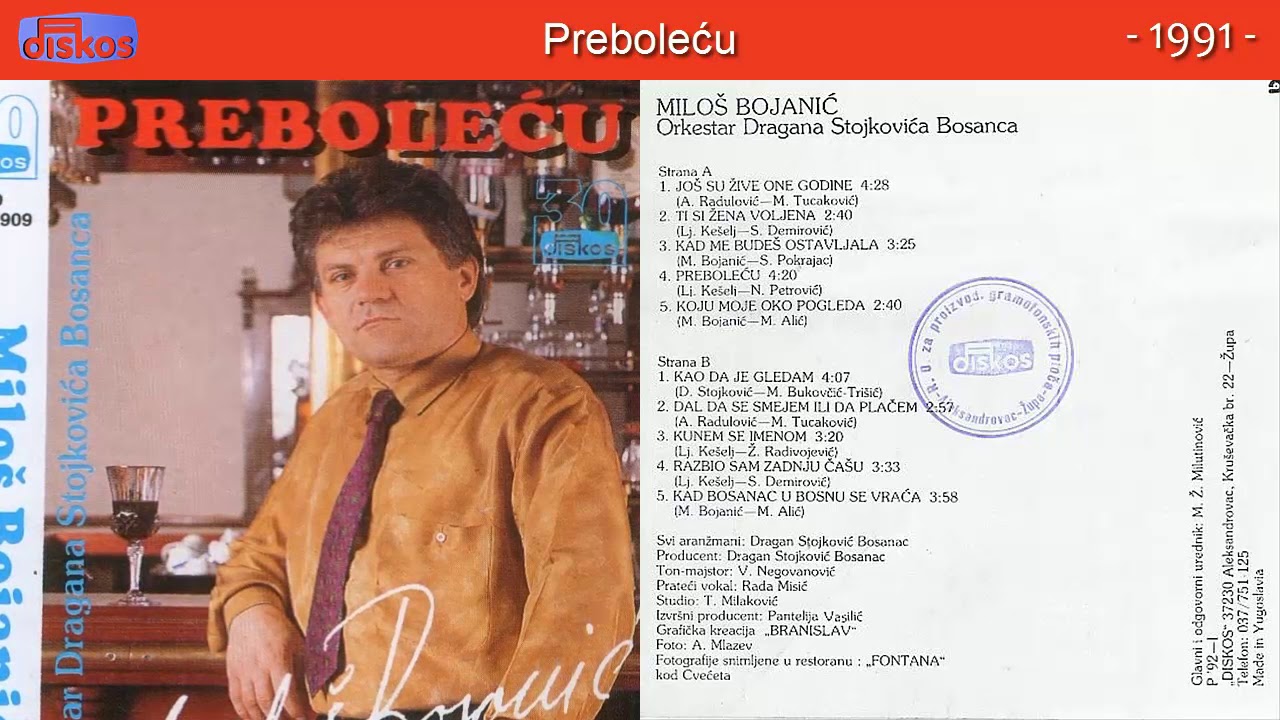 Milos Bojanic - Prebolecu - (Audio 1991)