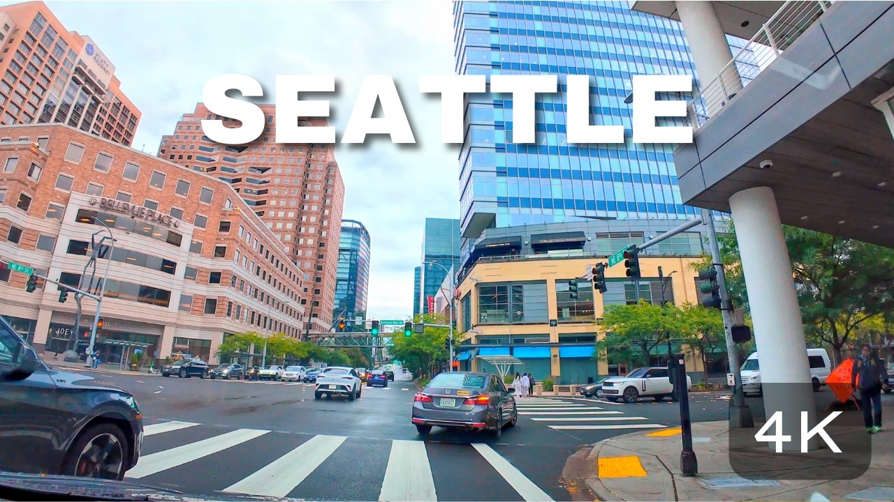 SEATTLE 4K — A Relaxing Drive Through the Emerald City | Downtown, Pike Place, Bellevue