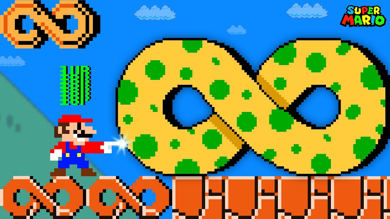 Super Mario Bros., но всё становится бесконечным, если Марио к этому прикоснётся!