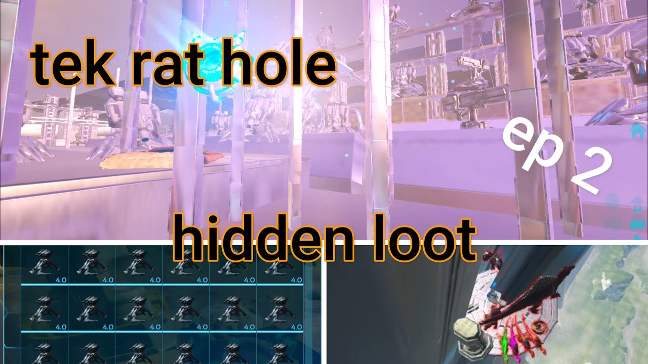ARK OFFCIAL SOLO, HIDDEN LOOT BUILDING A TEK RAT HOLE s2 ep2 (days 2 an 3) 