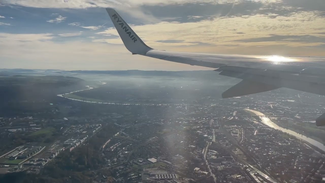 Wonderful Takeoff from Dresden Airport, beautiful view of the city of Dresden from above 12.11.2022