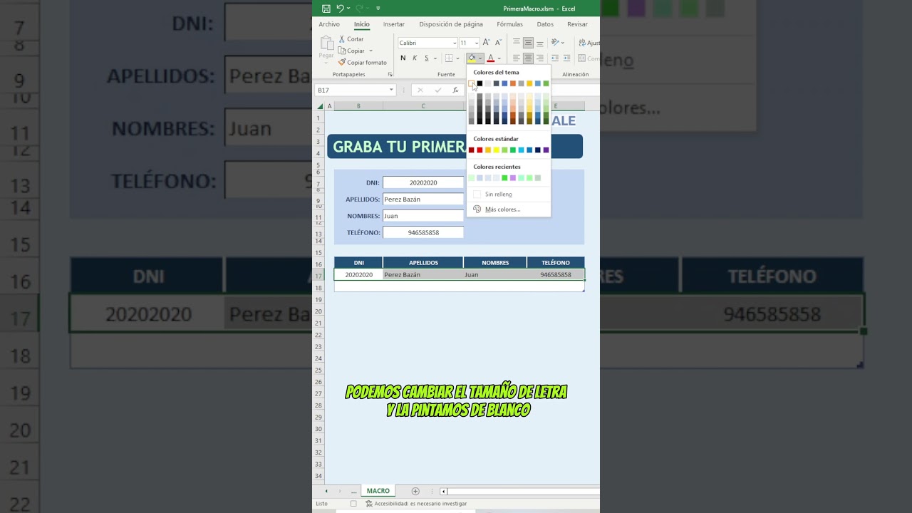 &iexcl;Haz tu primera macro en Excel en minutos!