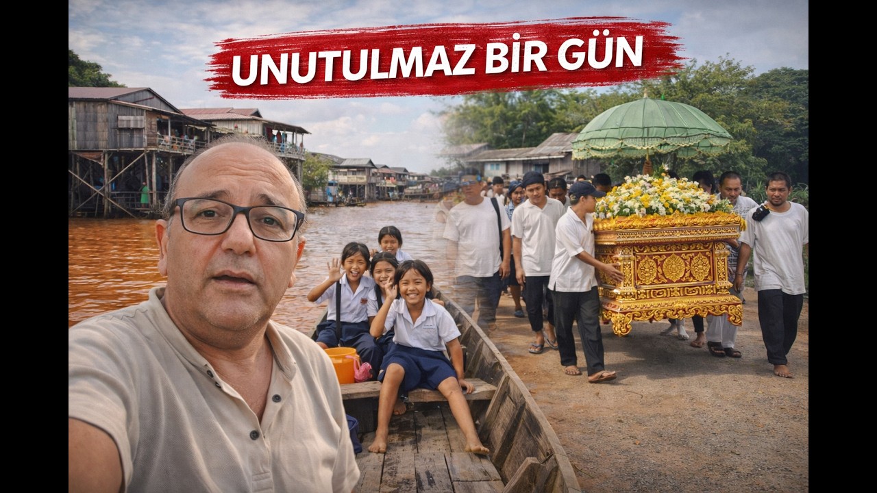 Türk Turist Kamboçya'daki Yüzen Köyün Öğrencilerini Kırtasiyeye Boğdu