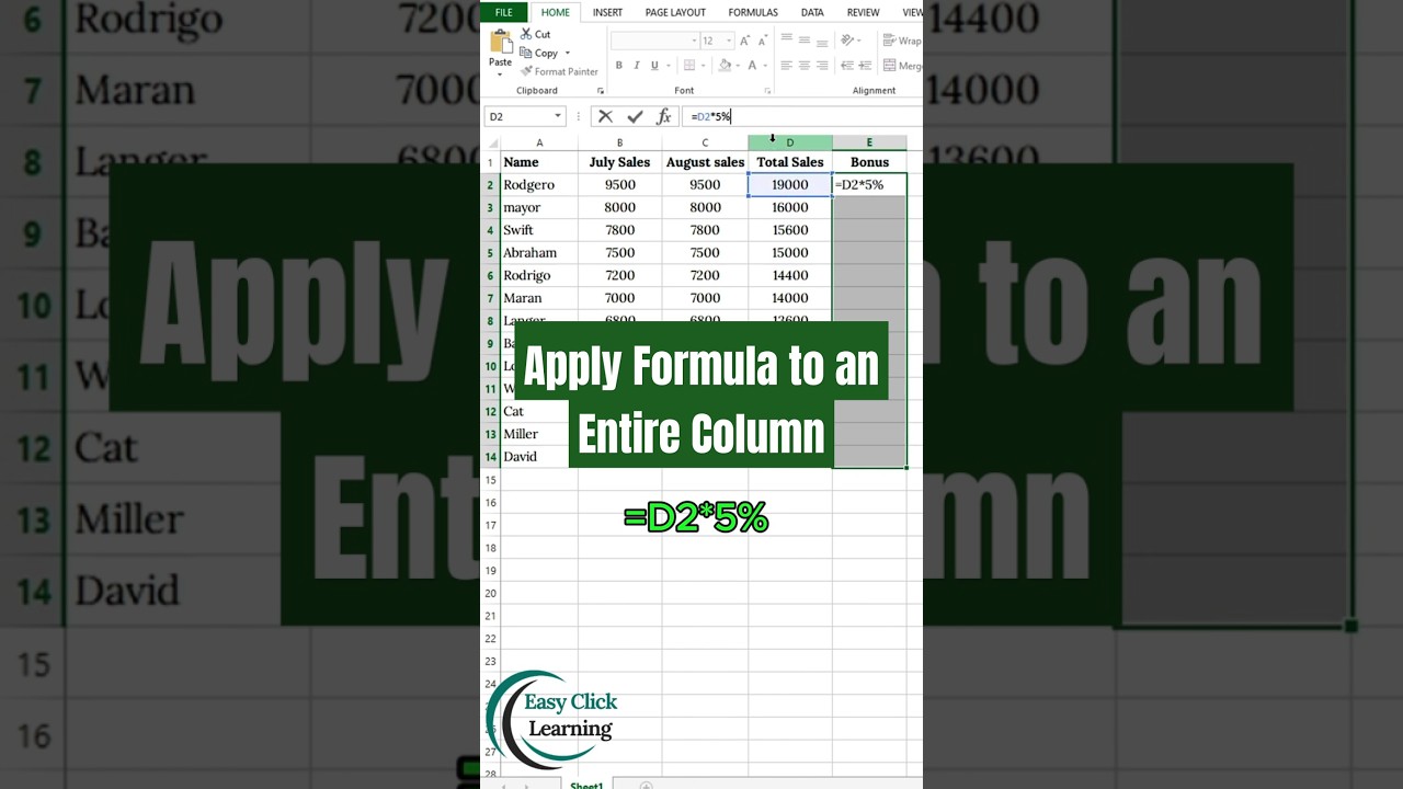 Применение формулы ко всему столбцу в Excel: 1% освоения!