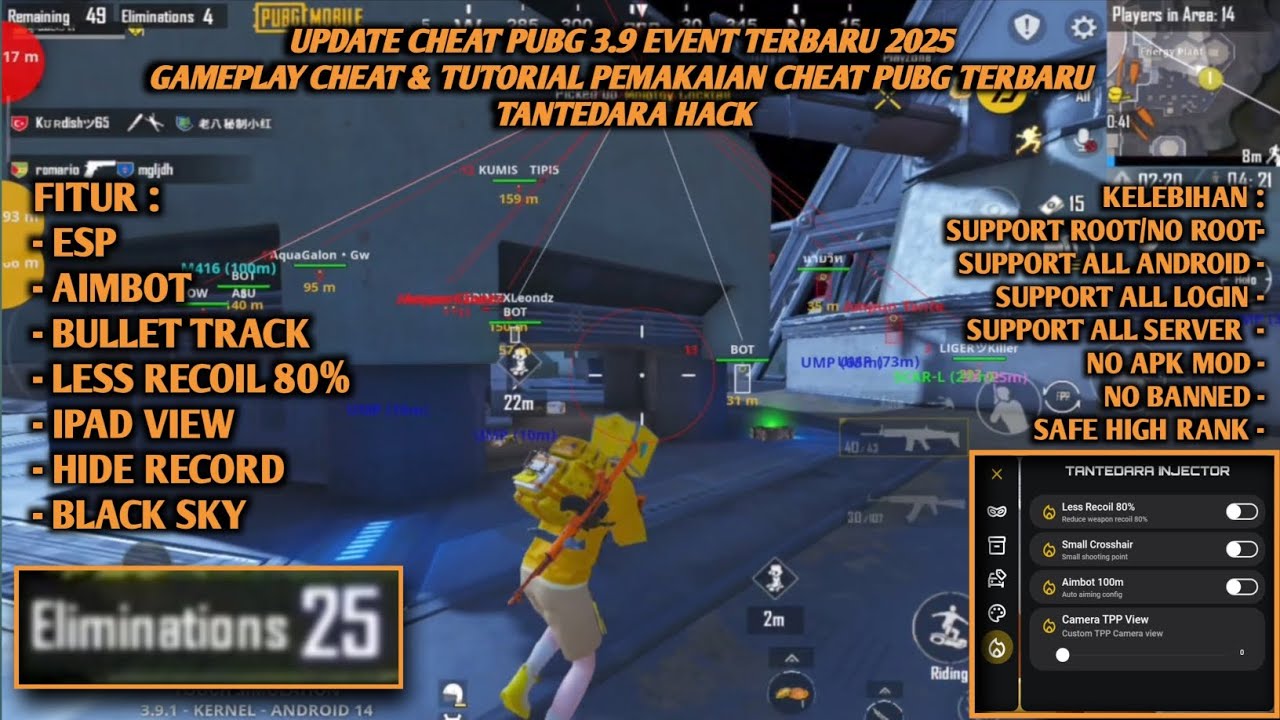 CHEAT PUBG VIP TERBARU 2025 | SUPPORT NO ROOT/ROOT | GL/KR/TW/VNG/BGMI | ESP AIMBOT SAFE AKUN UTAMA