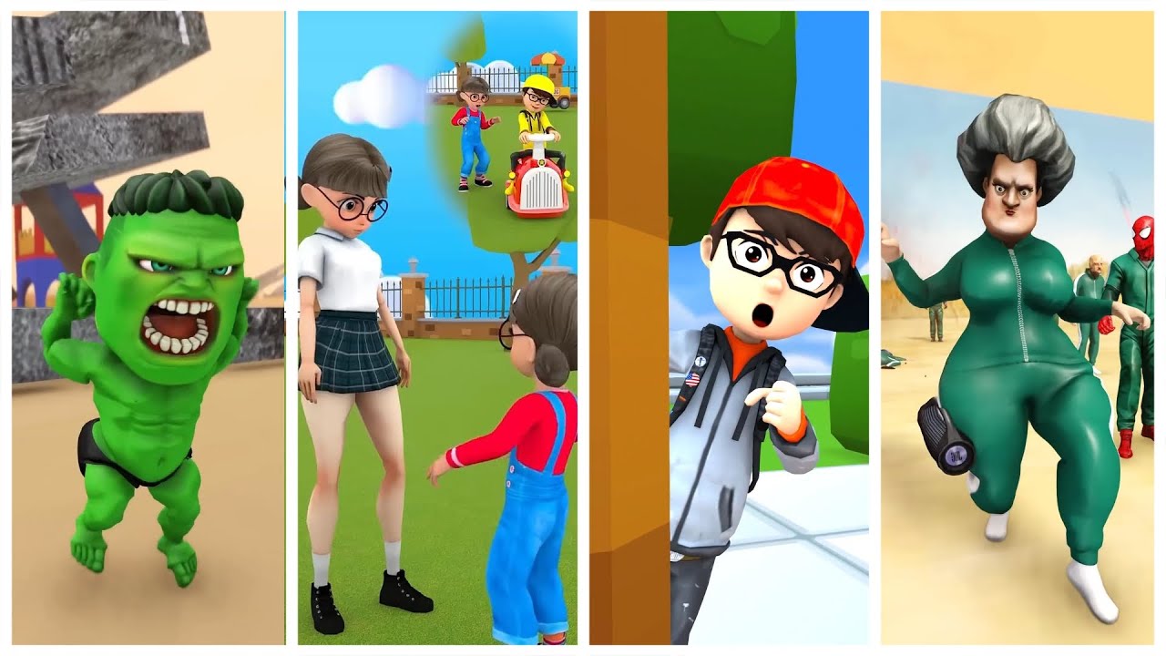 FUNNY ANIMATION BATTLE #20 baby hulk vs nick vs scary teacher 3d vs  nick hulk