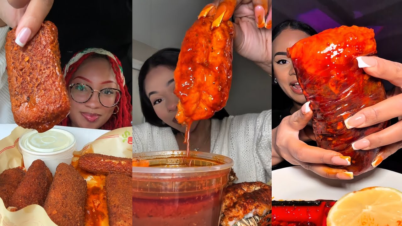 TIKTOK Mukbang Compilation | Buldak Burrito, Chili’s, Seafood Boil, Dave’s Hot Chicken & More! 🌶🌯🔥🦞