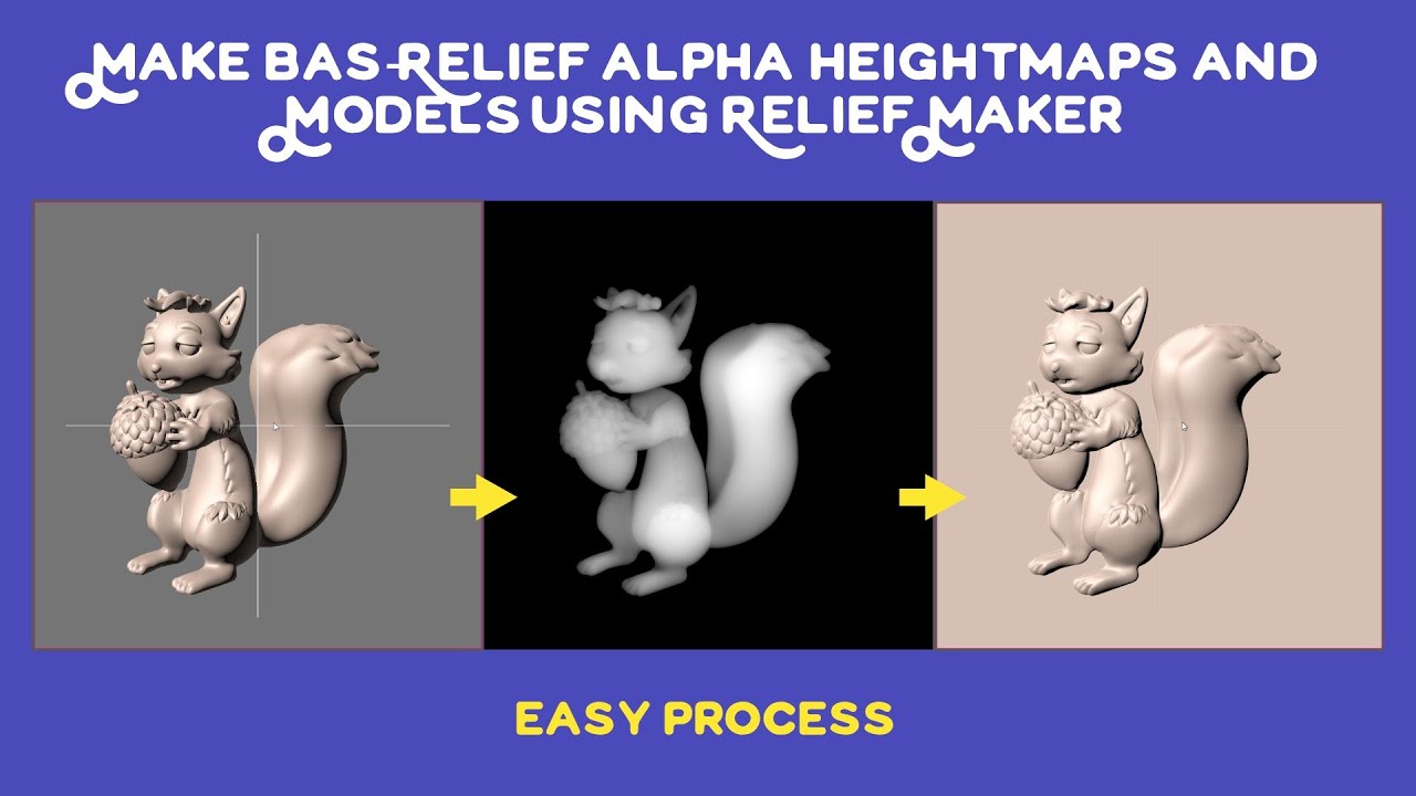 Make Bas Relief alpha heightmaps and models Using 3D Models in Relief Maker