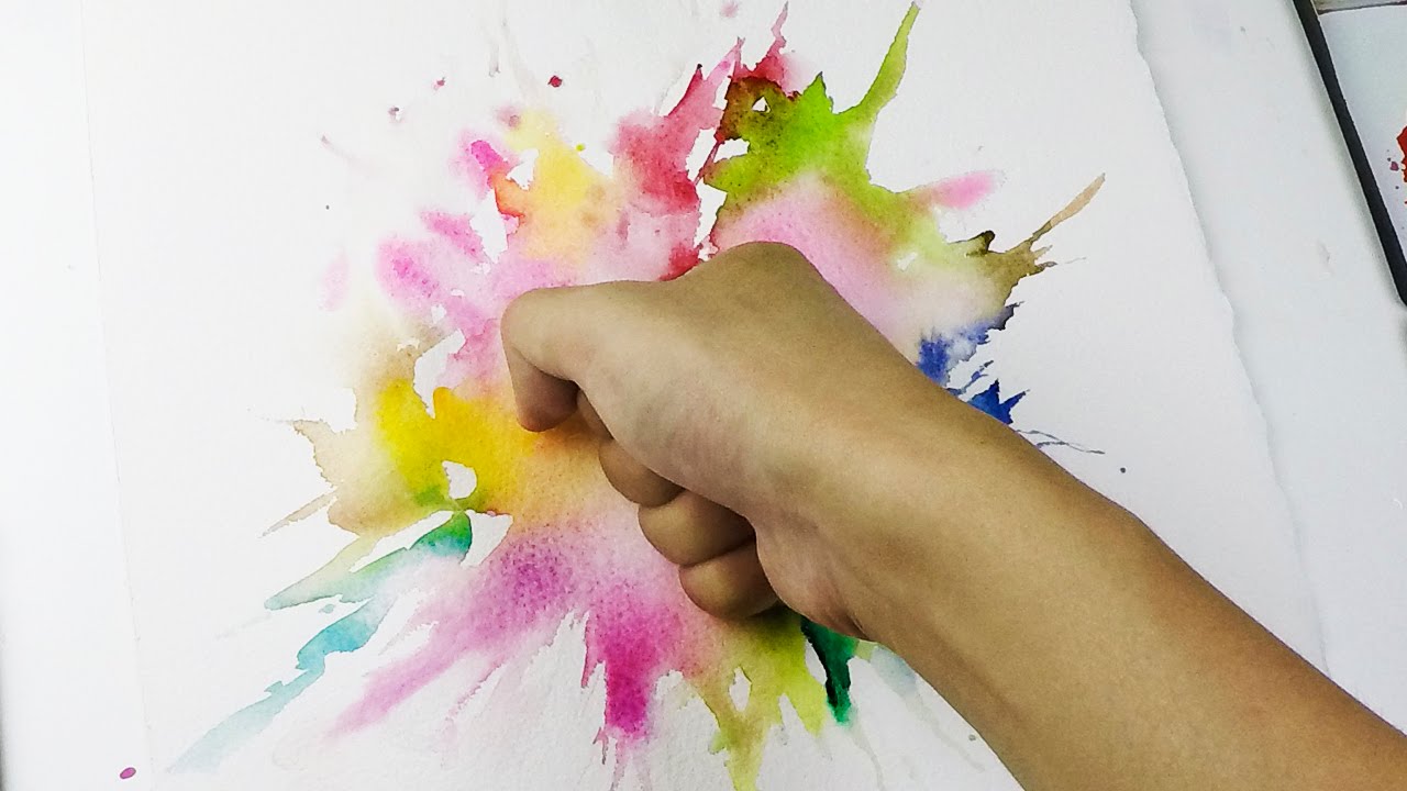 Splatter Punch : Wet in wet Watercolor Technique