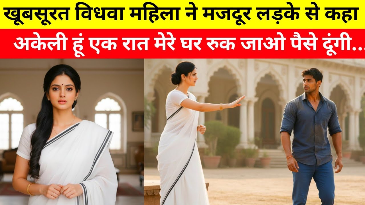 खूबसूरत विधवा ने मजदूर लड़के से कहा अकेली हूं एक रात मेरे घर रुक जाओ पैसे दूंगी और ||Emotional Story