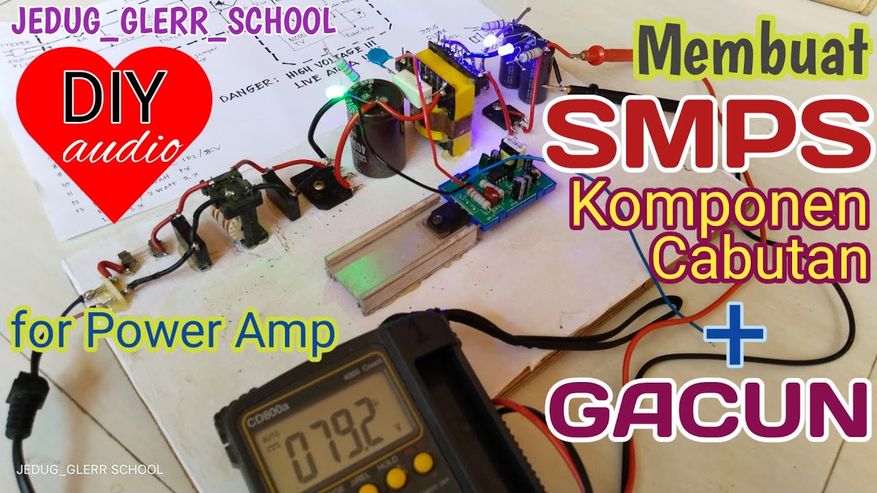 MEMBUAT SMPS GACUN DARI KOMPONEN BEKAS CABUTAN MESIN TV DAN GACUN UNTUK PSU POWER AMPLIFIER HOREG 👍👍