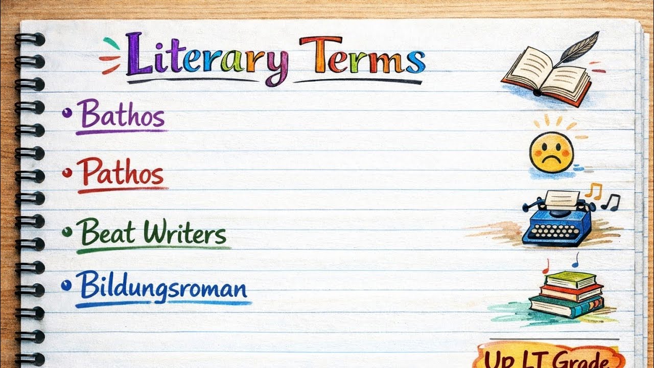 Literary Terms Handwritten Notes | Bathos, Pathos, Beat Writers, Bildungsroman | UP LT Grade 2026