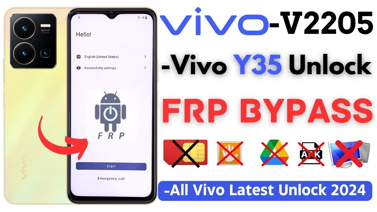 VIVO Y35 FRP Remove Android 13 2024 | VIVO Y35 V2205 Google Account Bypass Without PC | Y35 FRP 2024