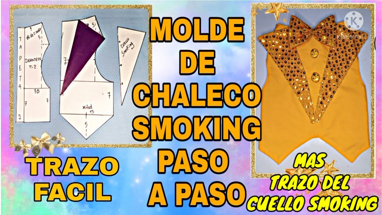 MOLDE DE CHALECO SMOKING MAS TRAZO DEL CUELLO PASO A PASO