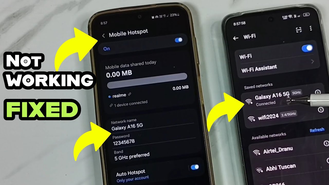Samsung Galaxy A16 5G | Fix Mobile Hotspot Not Working | Disconnecting | Not Turning ON & Visible
