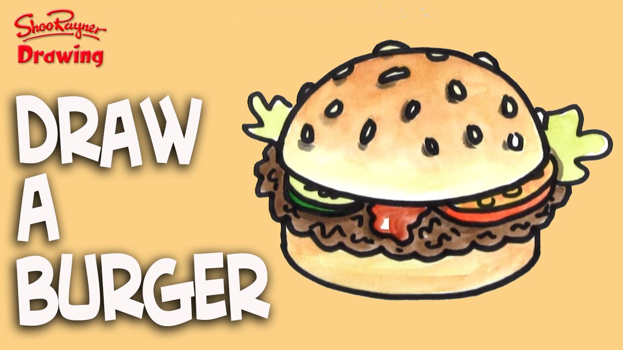 How to draw a Burger - Easy step-by-step for kids