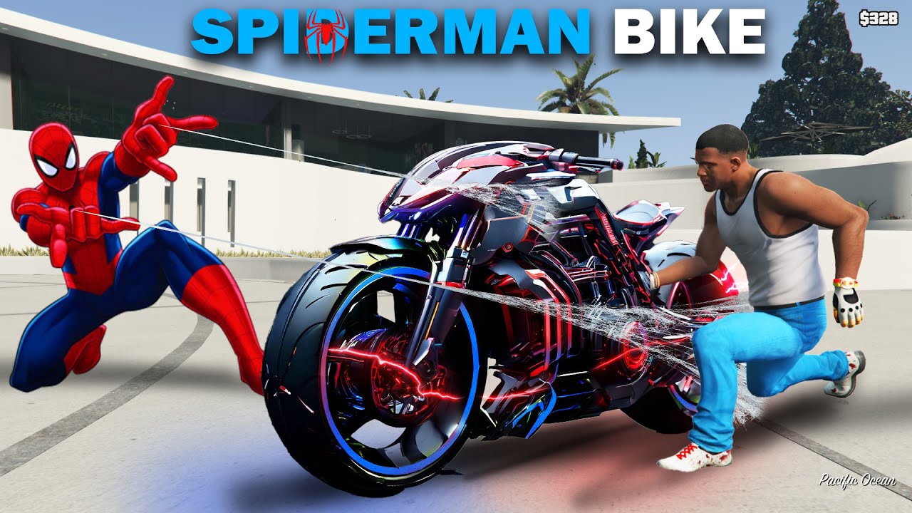 Franklin Stealing Spiderman The Most Fastest Super Bike in GTA 5 ! | Techerz