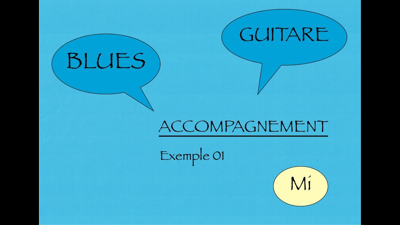 L'accompagnement blues à la guitare - exemple 01 en Mi - power chord et sixte avec cordes à vide