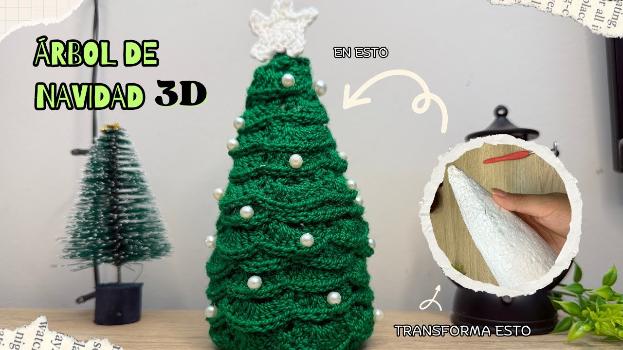 Tutorial ÁRBOL DE NAVIDAD 3D🎄  A Crochet  🧶