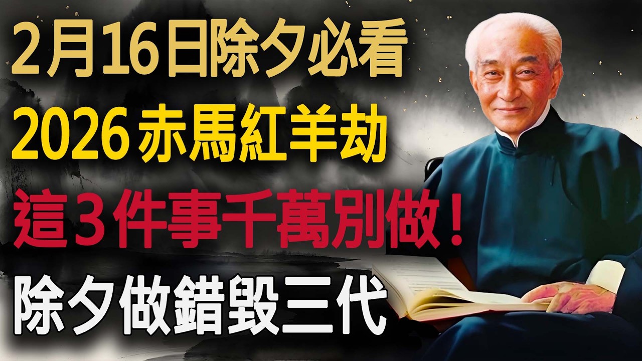 2026赤馬紅羊，除夕這3件事千萬別做！南師生前告誡：不懂規矩，不僅折福，還損子孫運勢！#南懷瑾 #南師 #國學智慧 #2026 #丙午年 #赤馬紅羊 #赤馬紅羊劫 #除夕禁忌 #過年習俗