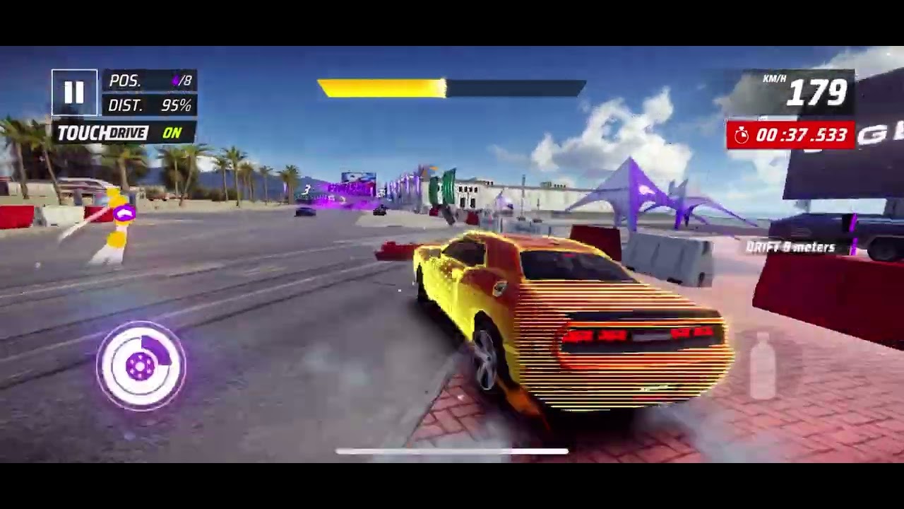 Playing asphalt car racing game