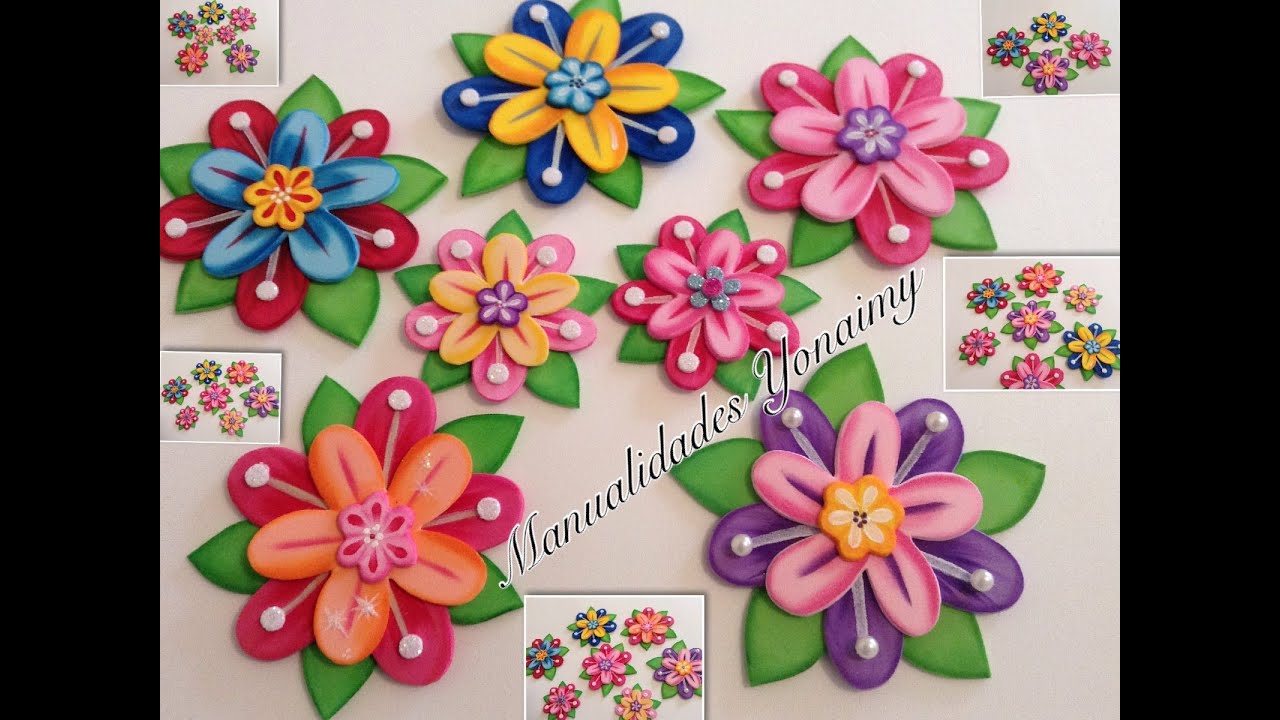 FLORES DE PRINCESA EN FOAMY O GOMA EVA.- PRINCESS FLOWERS
