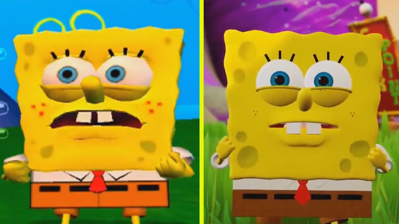 Spongebob Squarepants Battle for Bikini Bottom Remake vs Original Early Graphics Comparison