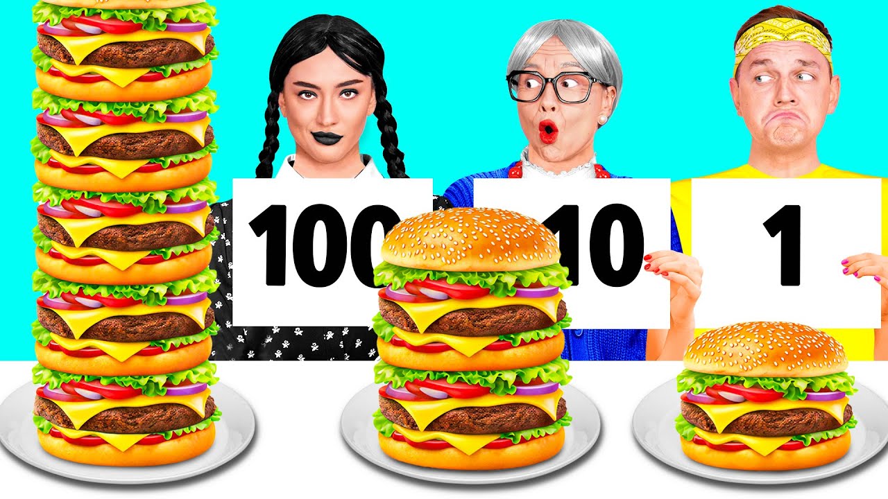 Wyzwanie 100 Warstw Żywności | Niesamowite Przepisy Kuchenne od BaRaDa Challenge