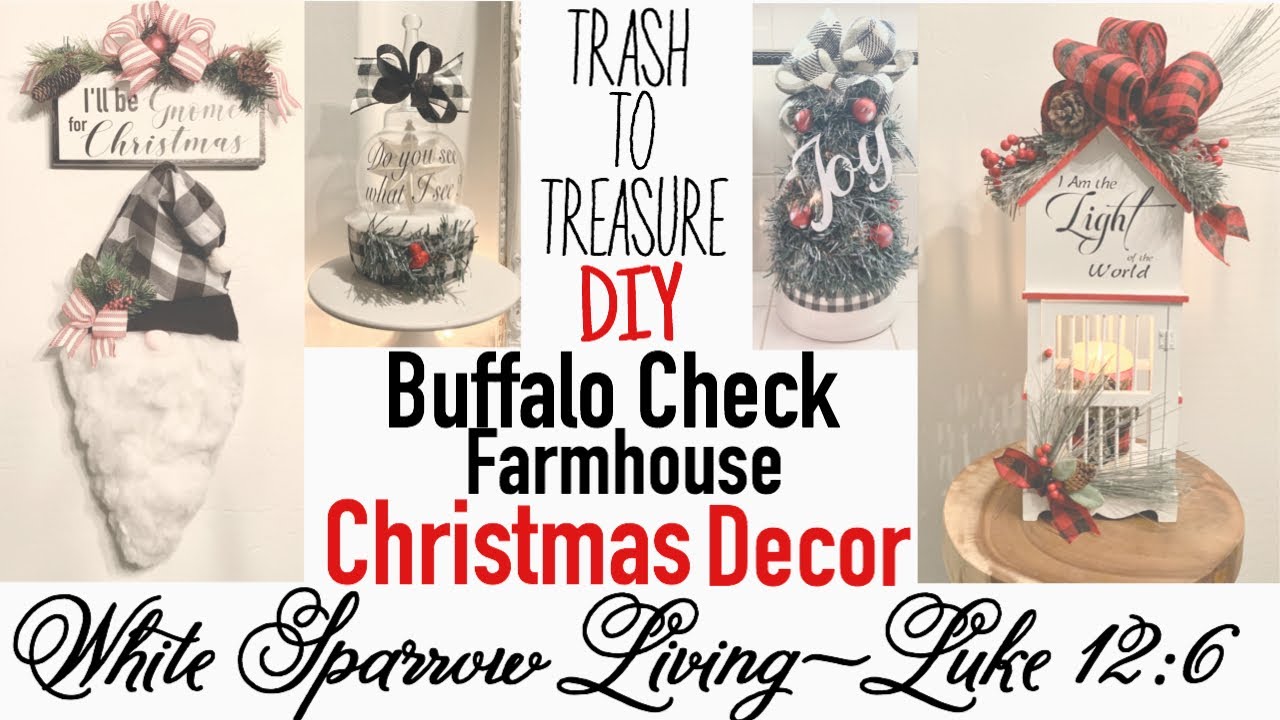 DIY BUFFALO CHECK FARMHOUSE CHRISTMAS TRASH TO TREASURE | GOODWILL | DOLLAR TREE | WALMART