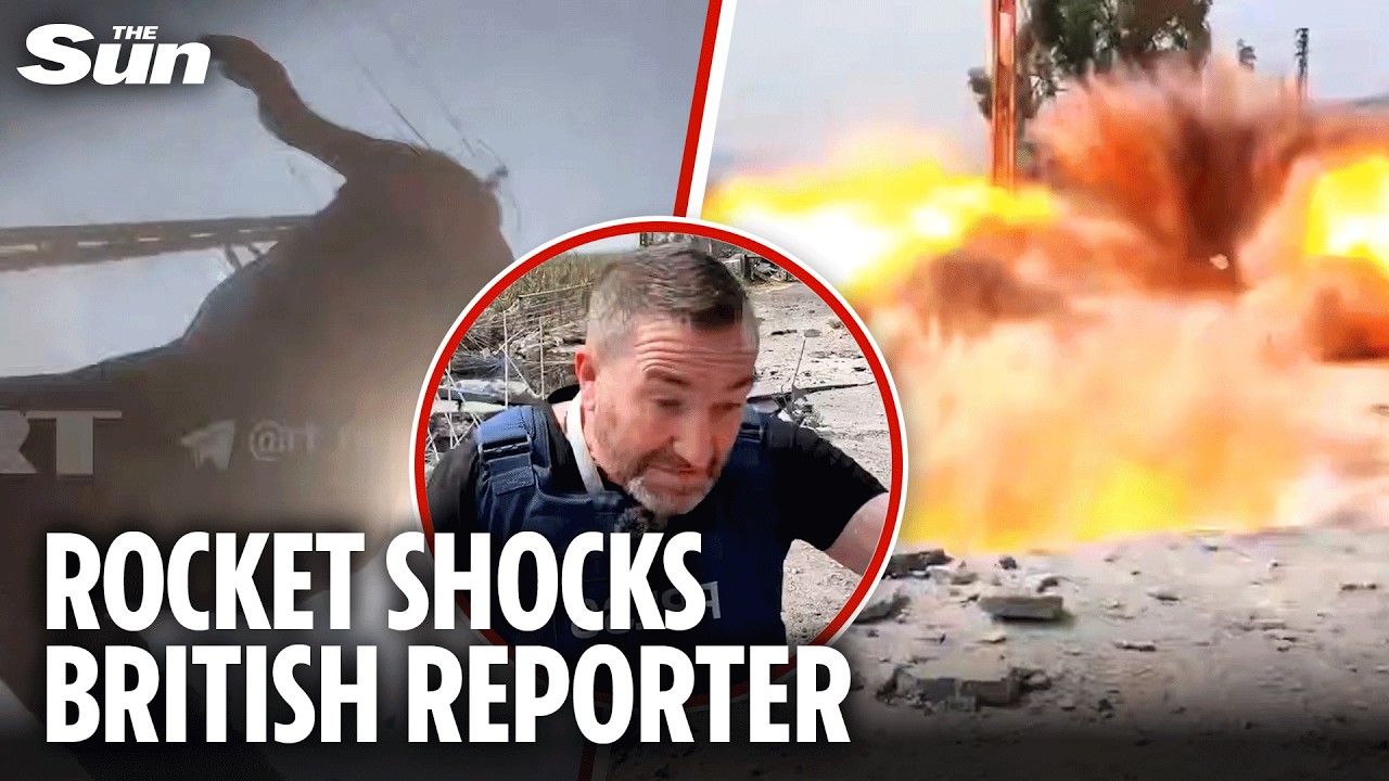 Shocking moment journalist knocked over by IDF missile strike whilst live on air in Lebanon