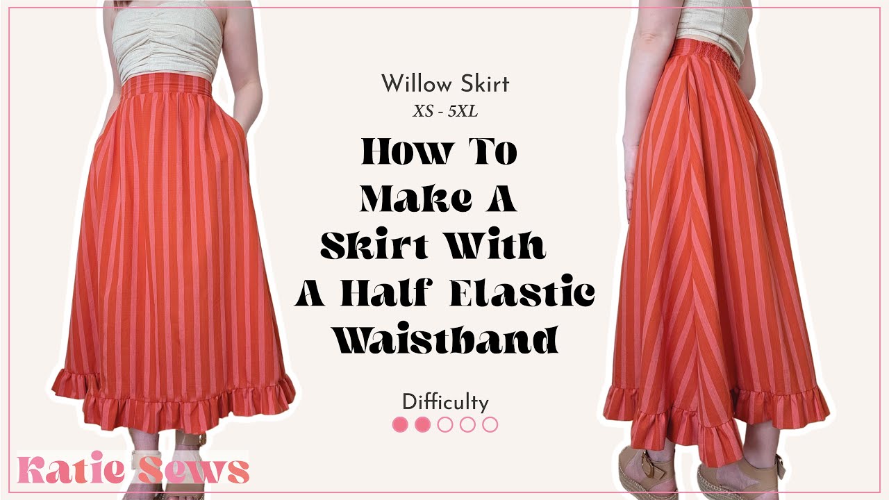 How To Make A Half Elastic Waistband Skirt | Willow Pattern | Beginner Friendly